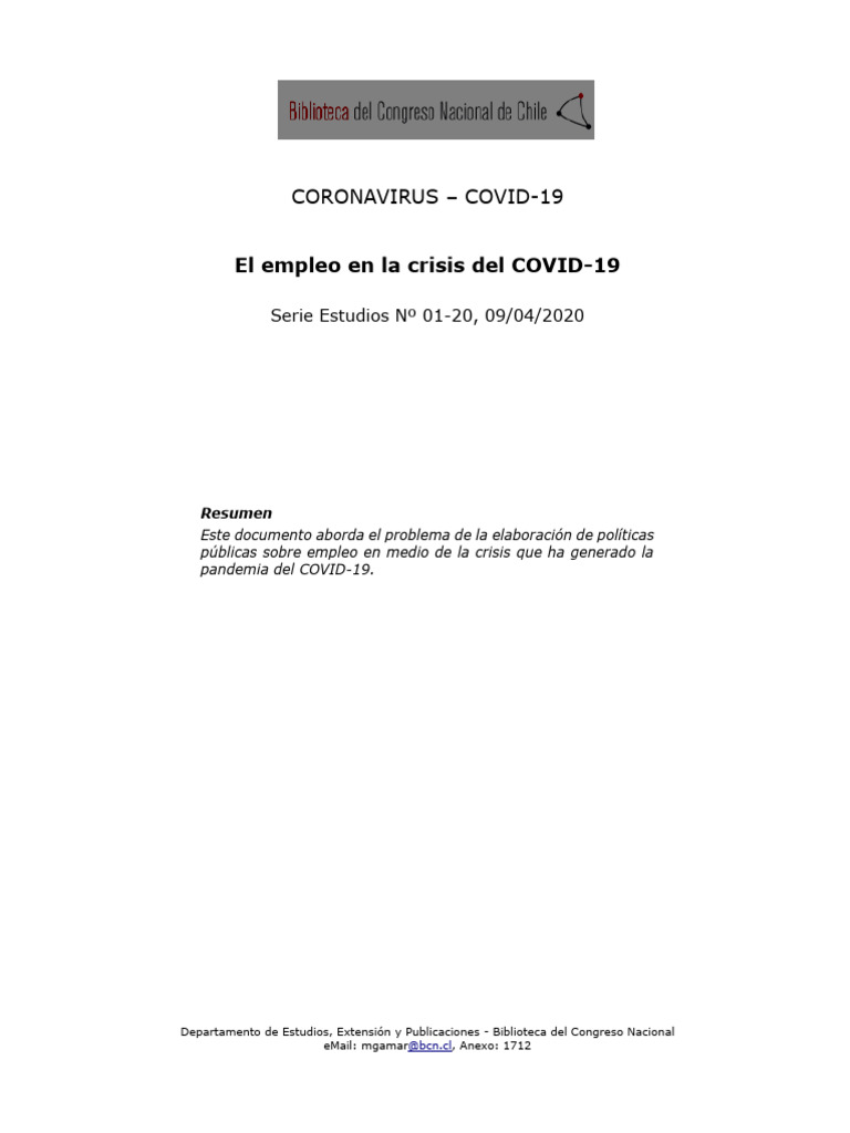 N 01 20 El Empleo en La Crisis Del COVID 19 | PDF | Desempleo ...