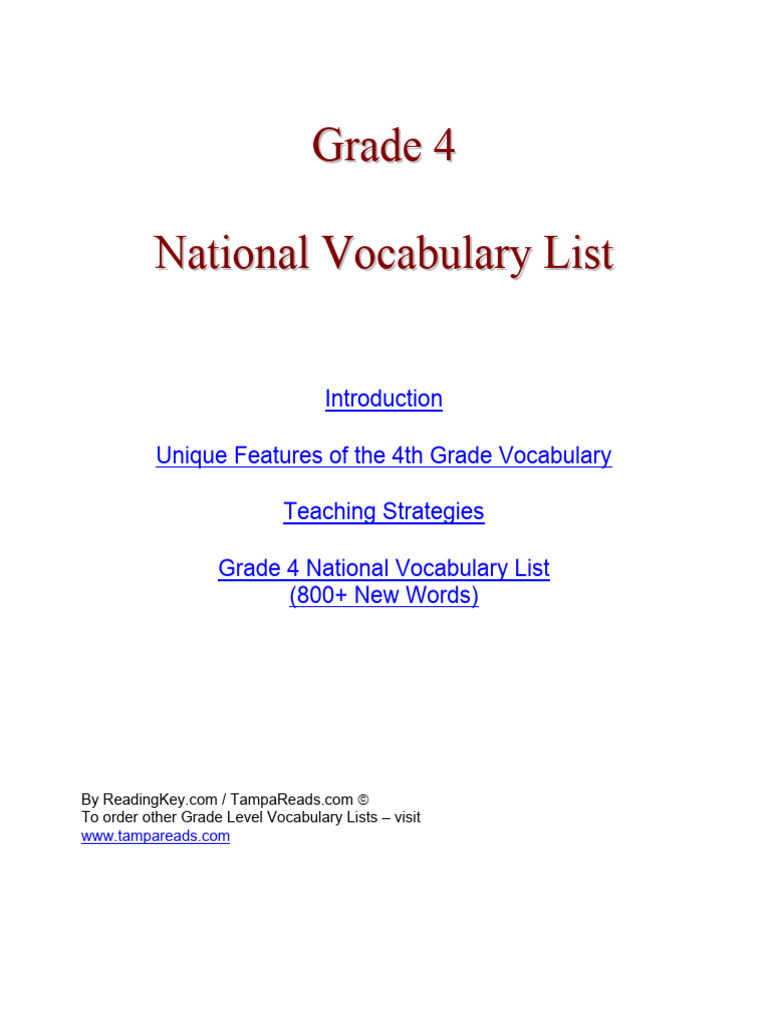 Grade 4 NationalVoc | PDF