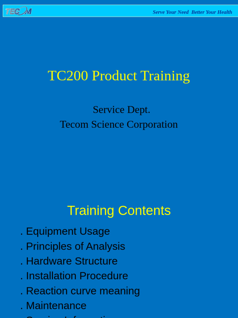Tc200 Technician Training | PDF