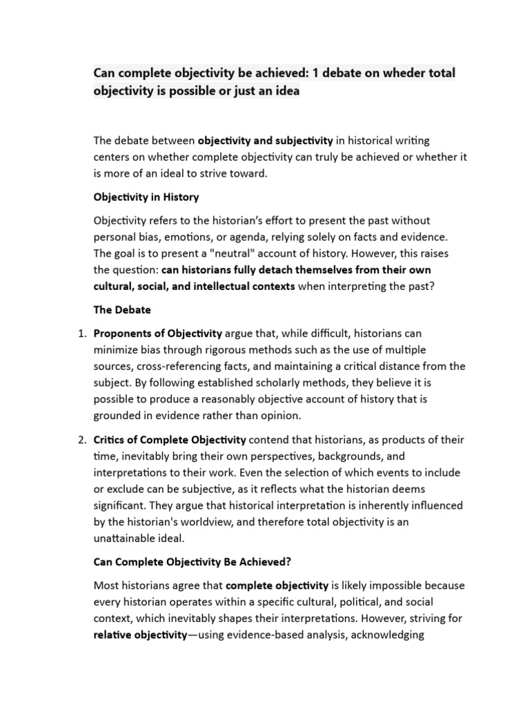 Can Complete Objectivity Be Achieved | PDF