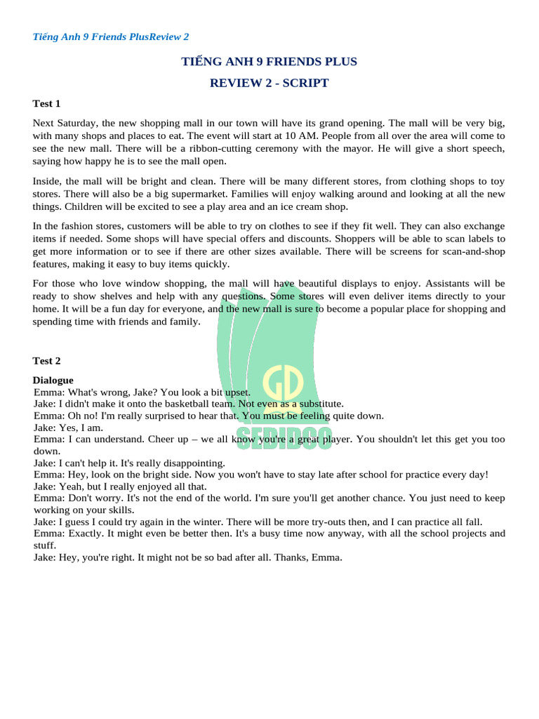 Listening Script Review 2 | PDF