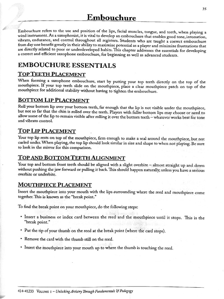 Alto Sax Embouchure Tips