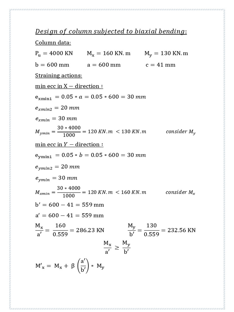 Design of Column Subjected To Biaxial Bending | PDF