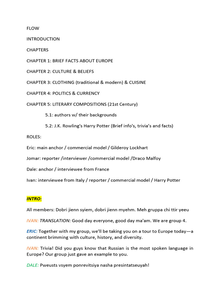 21st EUROPE SCRIPT FINAL | PDF | Euro | Travel