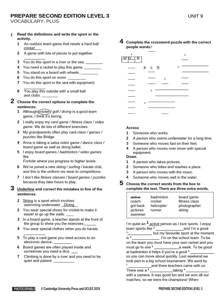 Vocabulary Activities for Sports and Games | PDF
