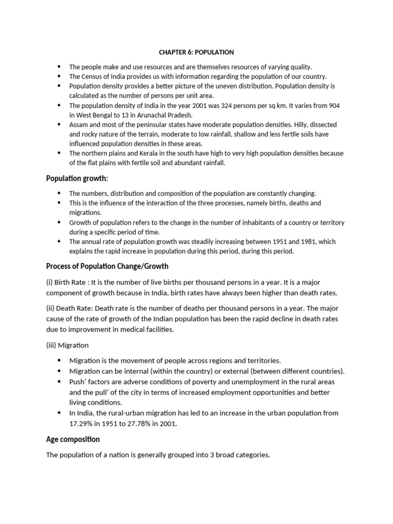 Class 9th Population Notes