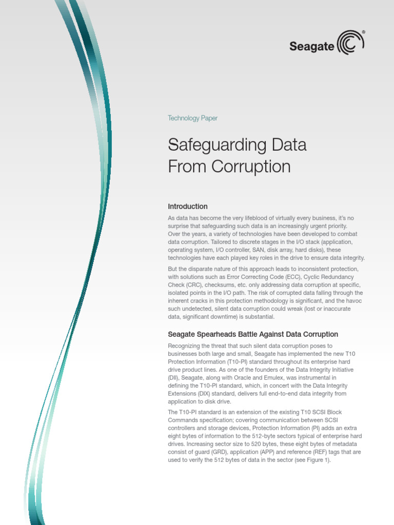 Safeguarding Data From Corruption Technology Paper Tp621us | PDF