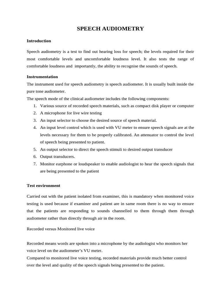 12) Speech Audiometry | PDF
