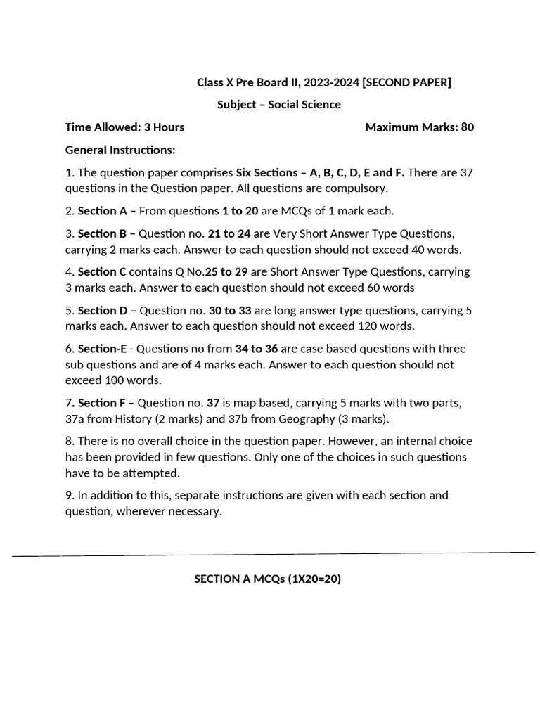 second-papersocial-scienceclass-x-pre-board-exam-docx-2023