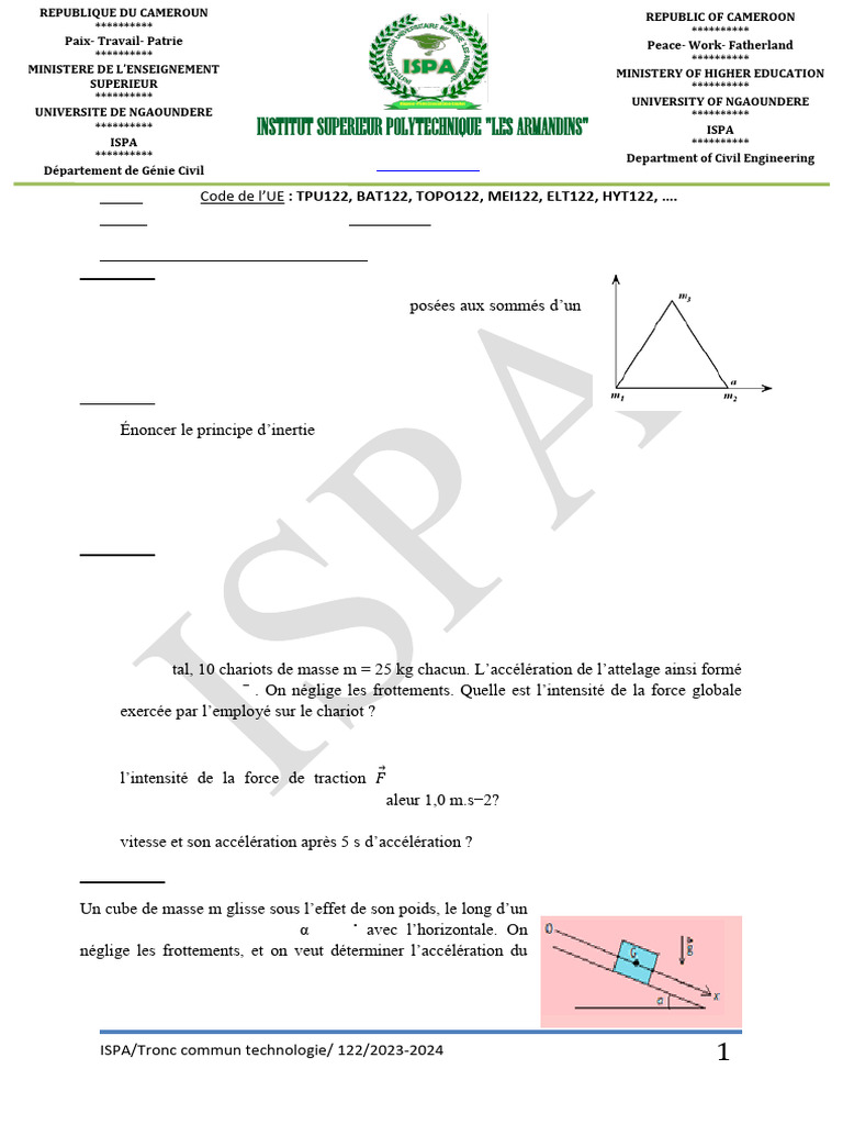 Fiche TD 1 Physique Tr-Com | PDF