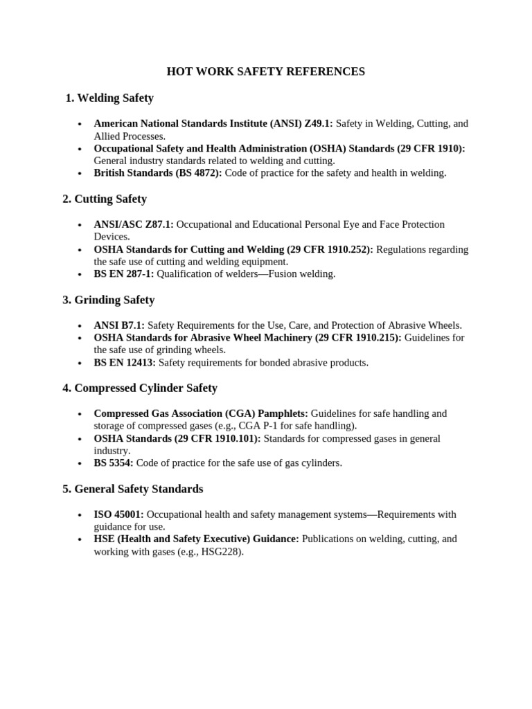 Hot Work Safety References | PDF