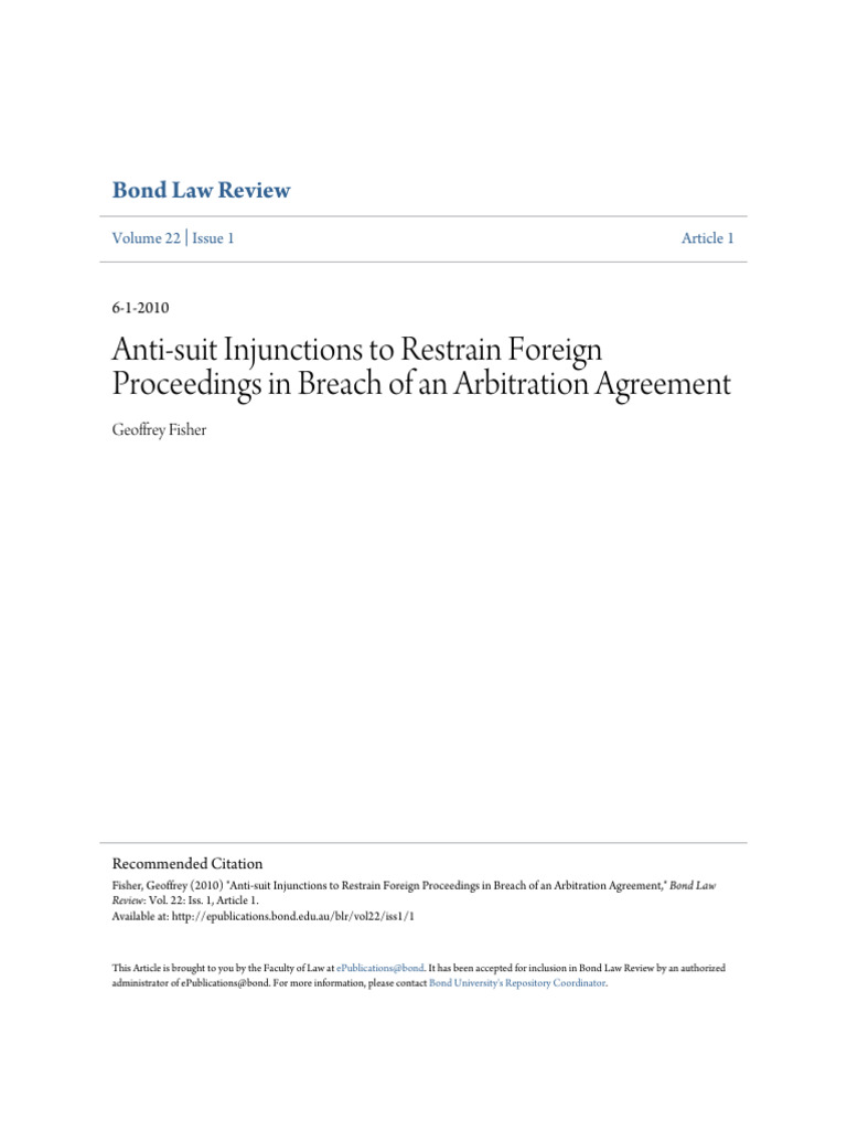 Anti Suit Injuction Research Paper | PDF