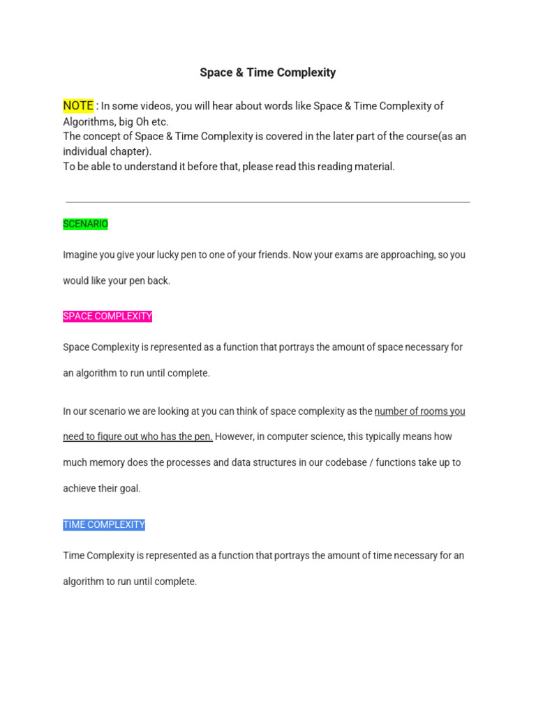 06. Space and Time Complexity | PDF