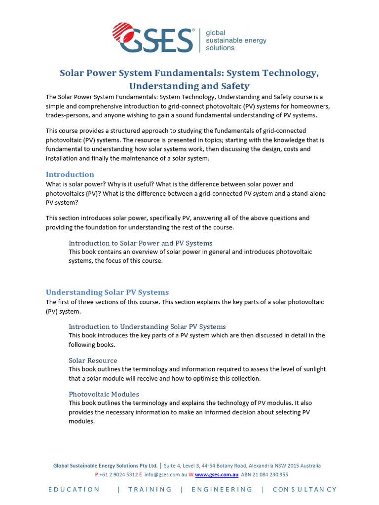 Solar Power System Fundamentals Guide | PDF | Photovoltaics ...