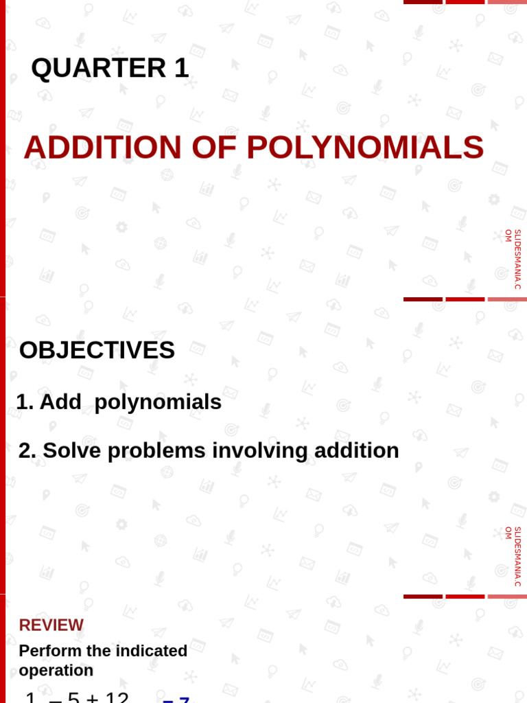 Quarter 1 Addition of Polynomials | PDF
