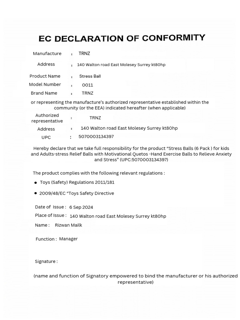 EC Declaration of Conformatiy PDF | PDF