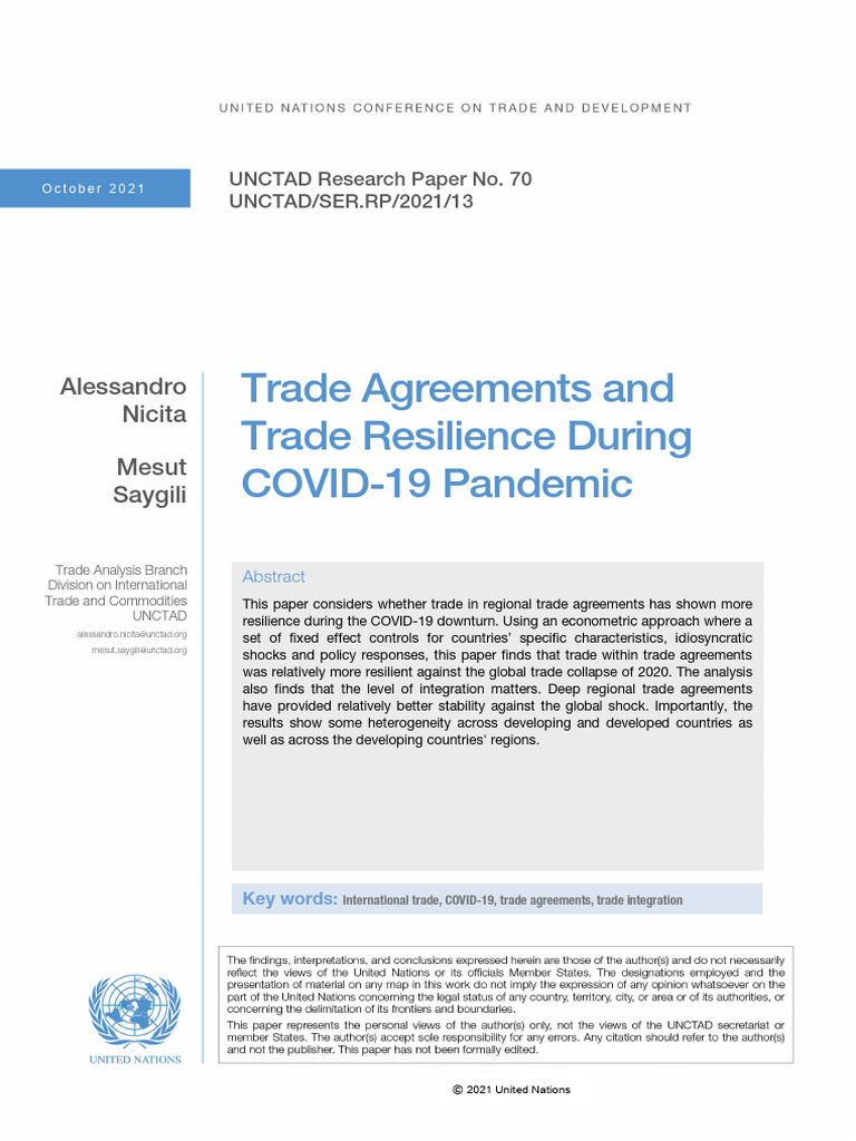 Trade Agreements and Trade Resilience During COVID-19 Pandemic | PDF ...