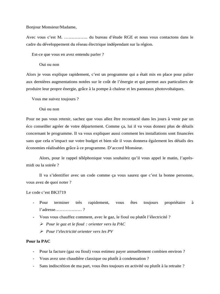 Script Qualification PAC-PV | PDF