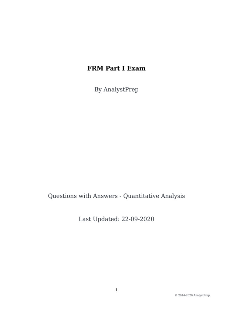 CH 2 Quantitative Analysis Question Bank AnalystPrep | PDF