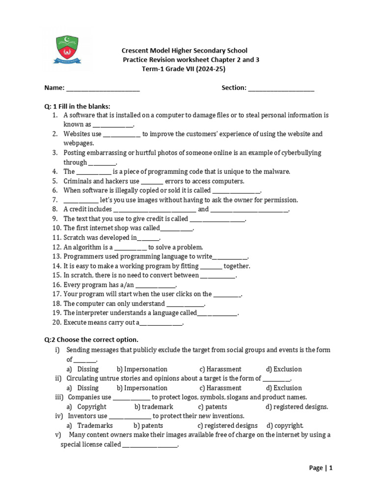 Computer practice revision worksheet chp 2 and 3 pdf scratch