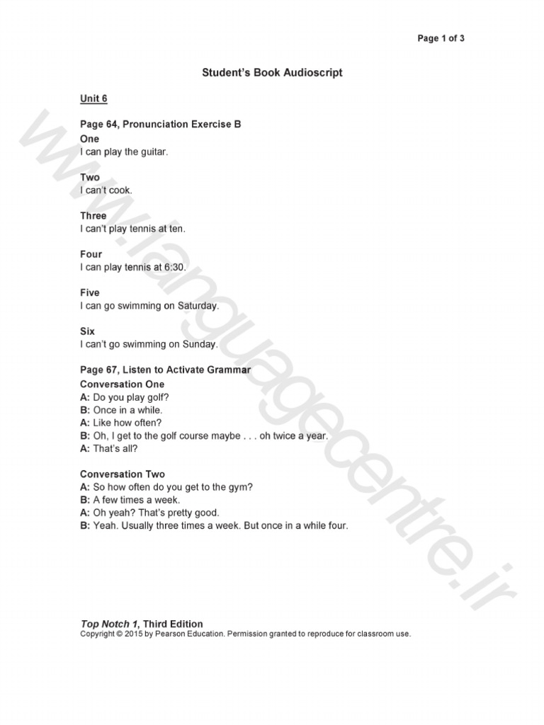 Top notch 1b audio script third edition pdf