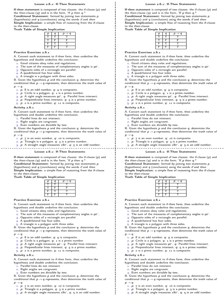 Hand If Then Statements | PDF