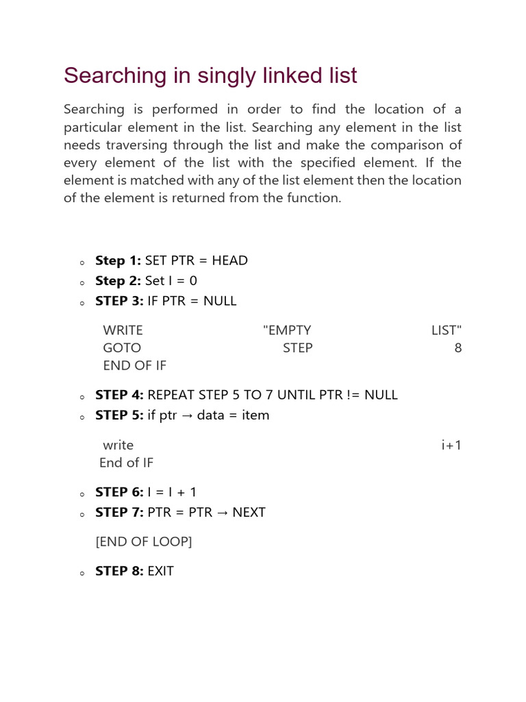 Searching in Singly Linked List | PDF
