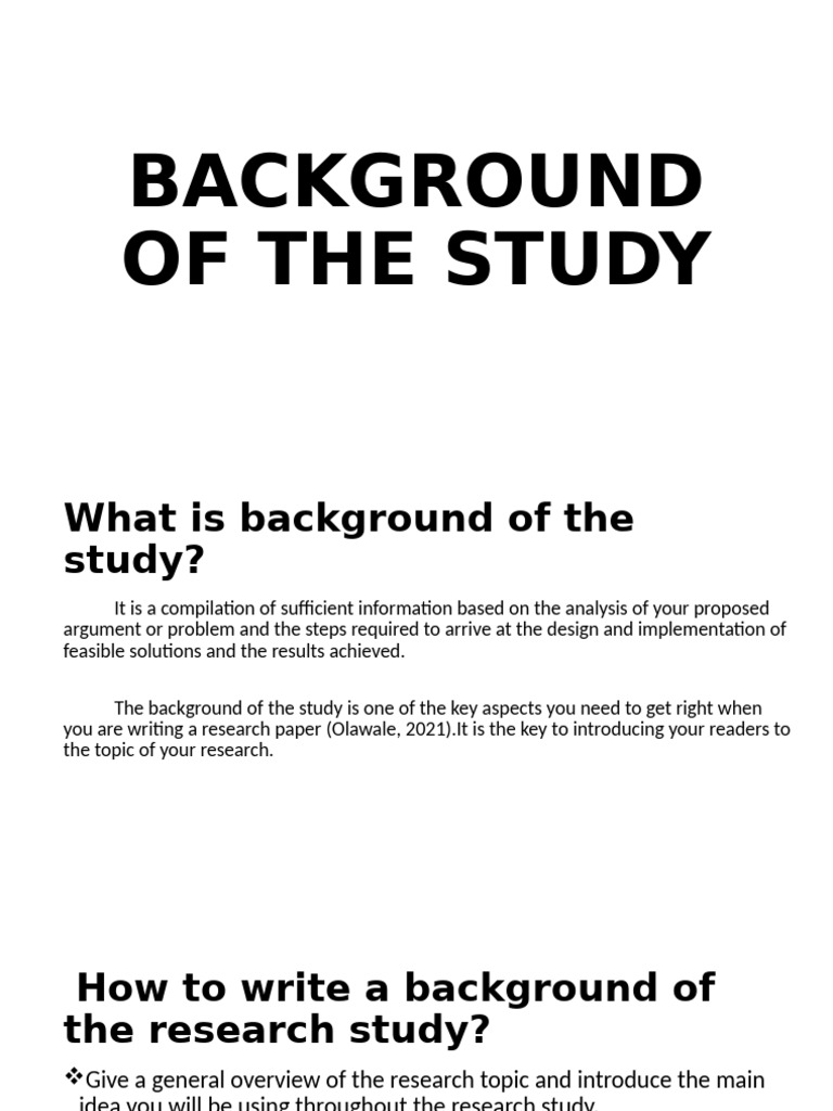 Background of The Study | PDF