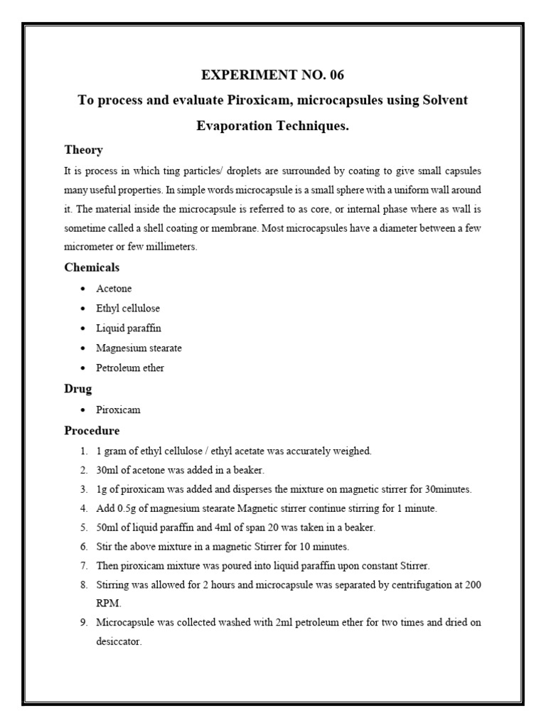 Pharmatech Last Practical | PDF