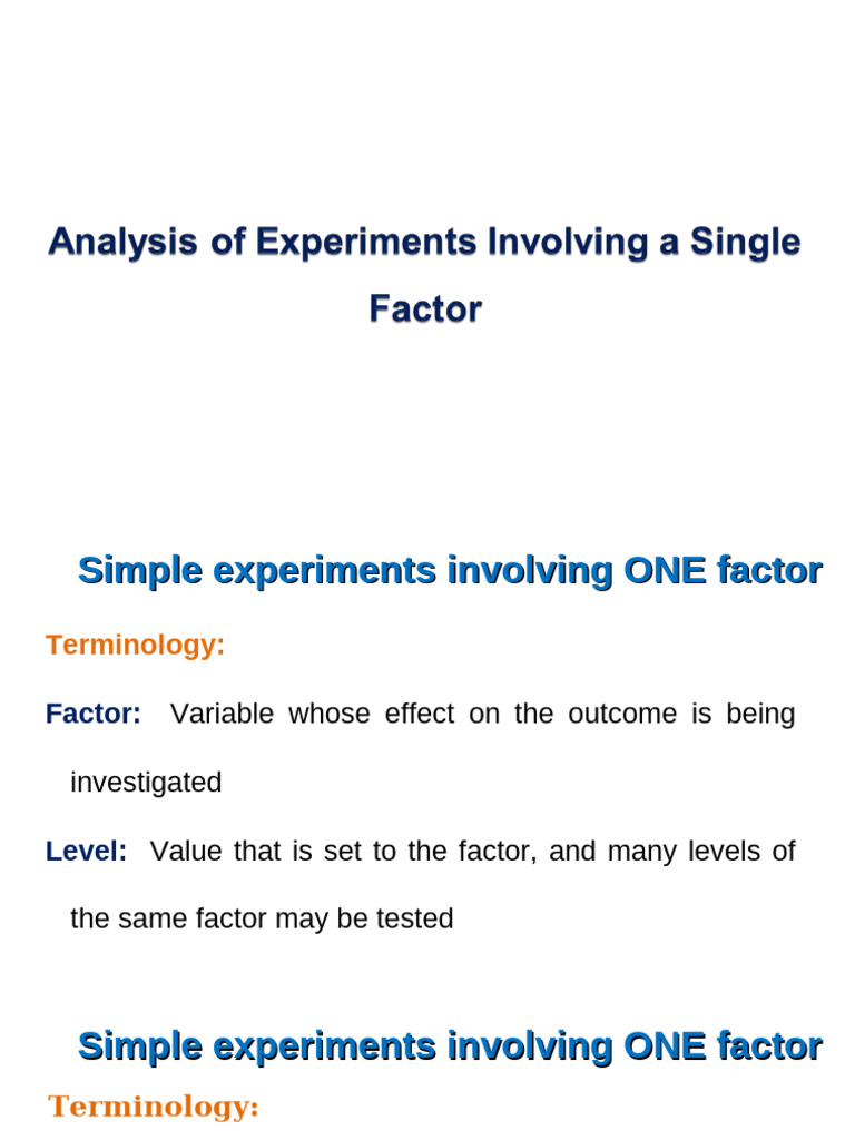 One Factor Experimentation Class | PDF