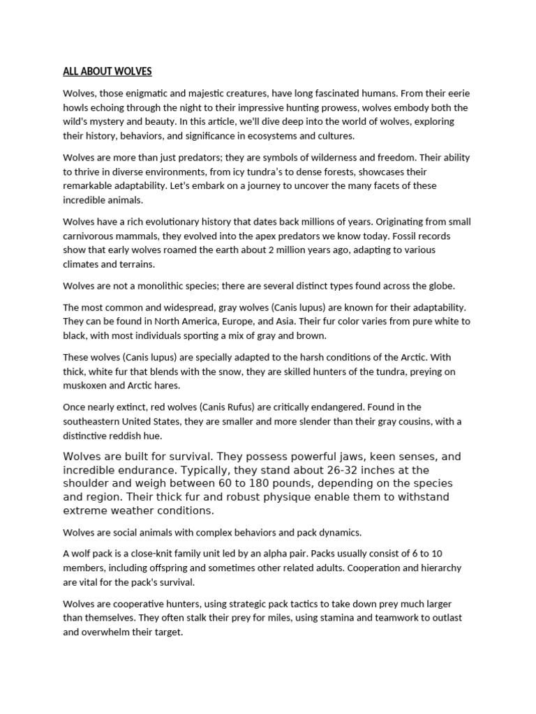 All About Wolves | PDF