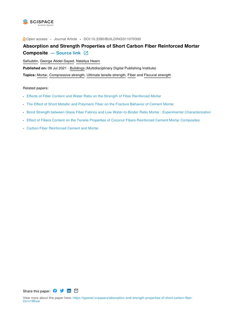 Absorption and Strength Properties of Short Carbon Fiber 2znv196var | PDF