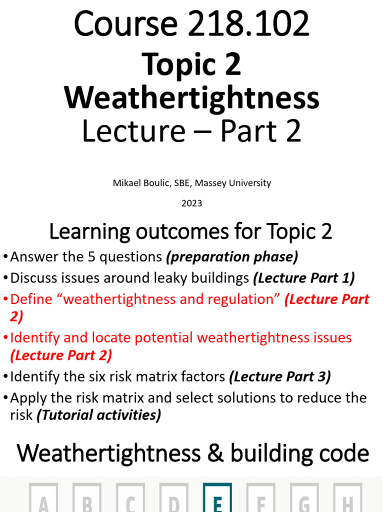 Topic 2 Weathertightness Part 2 | PDF