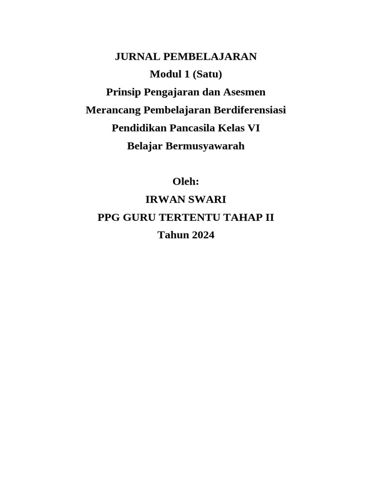 Jurnal Pembelajaran Modul 1 | PDF