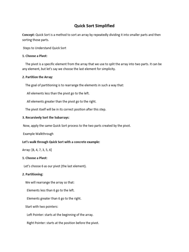 Quick Sort Simplified | PDF