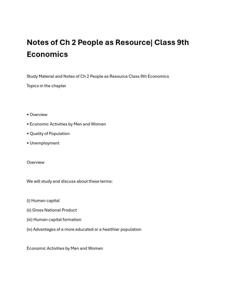 Economics Chapter-2 Notes | PDF