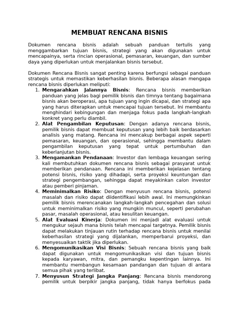 Membuat Rencana Bisnis | PDF