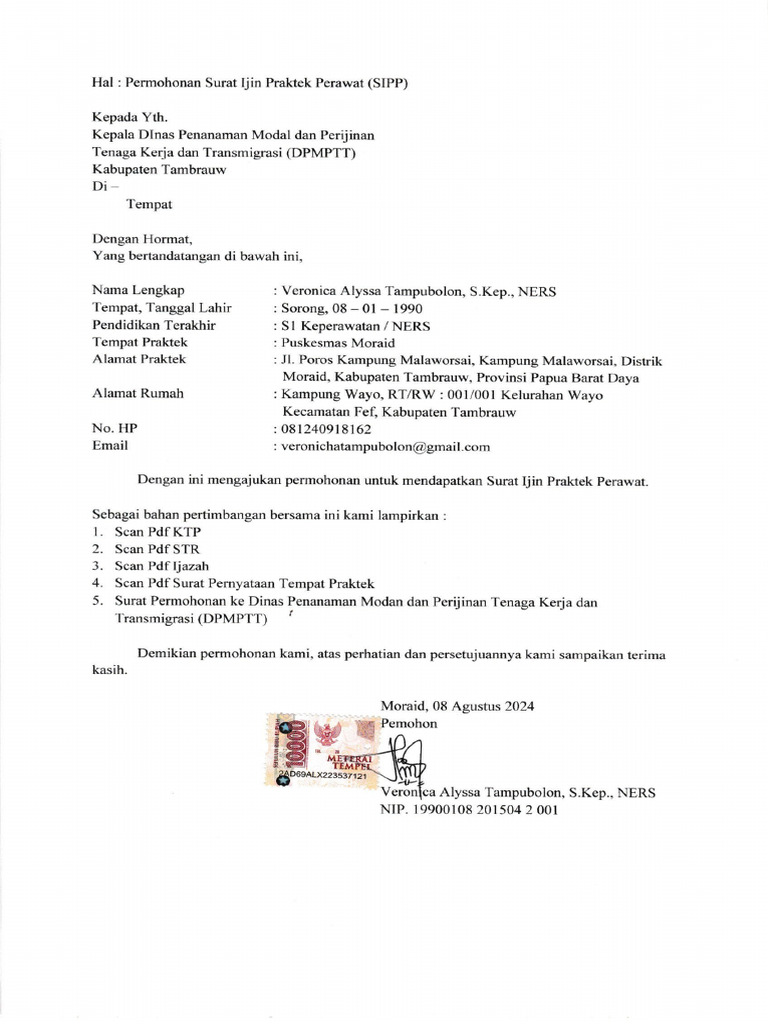 Permohonan SIPP | PDF