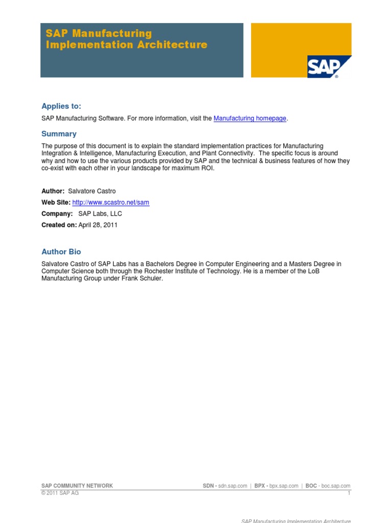 SAP Manufacturing Implementation Architecture-1 | PDF | Sap Se ...
