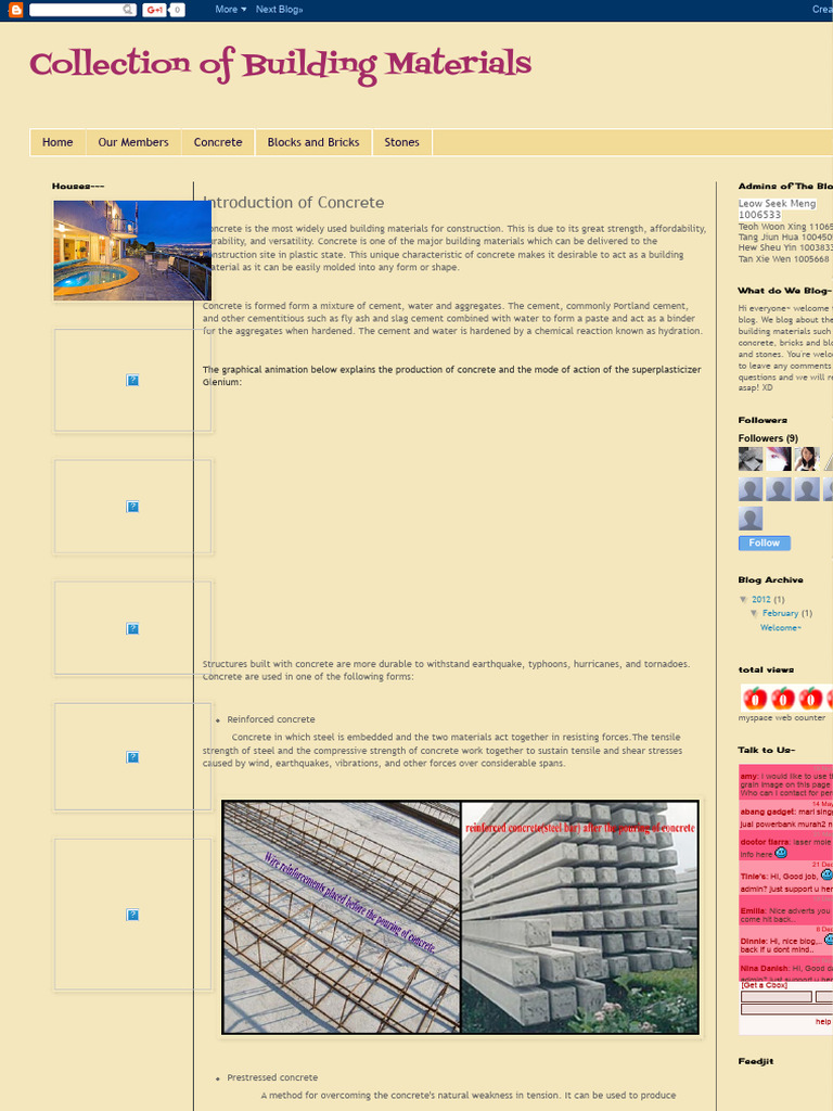 Collection of Building Materials Introduction of Concrete | PDF