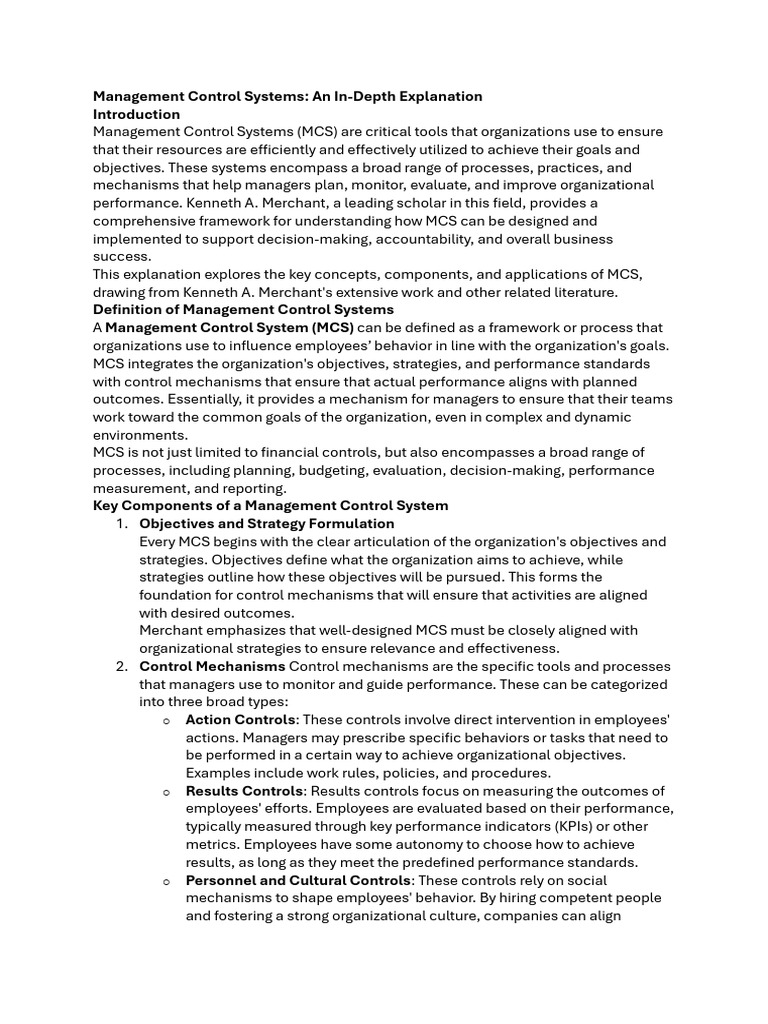 Management Control Systems | PDF