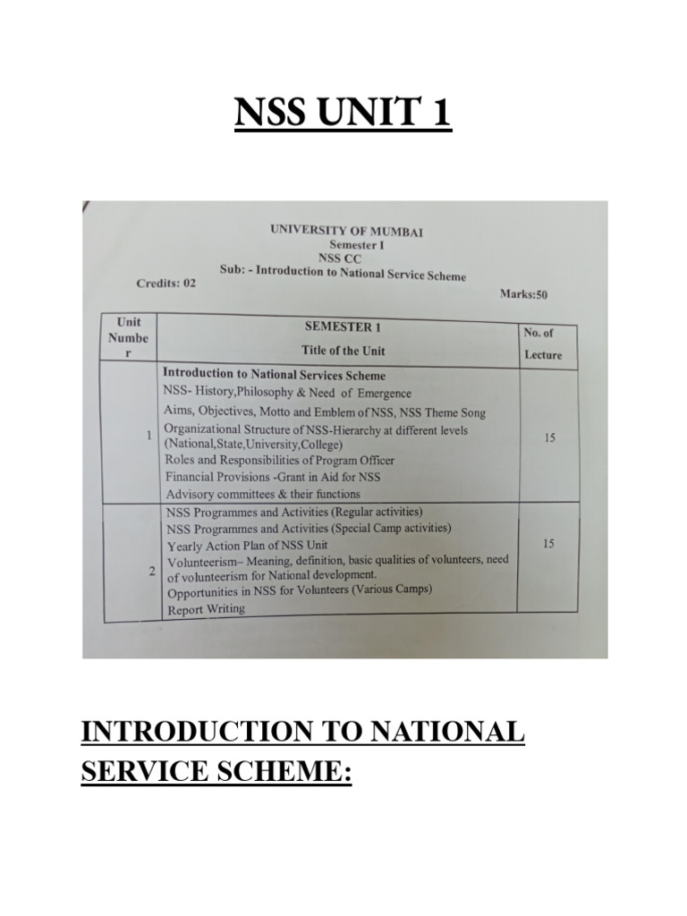 NSS Unit 1 | PDF