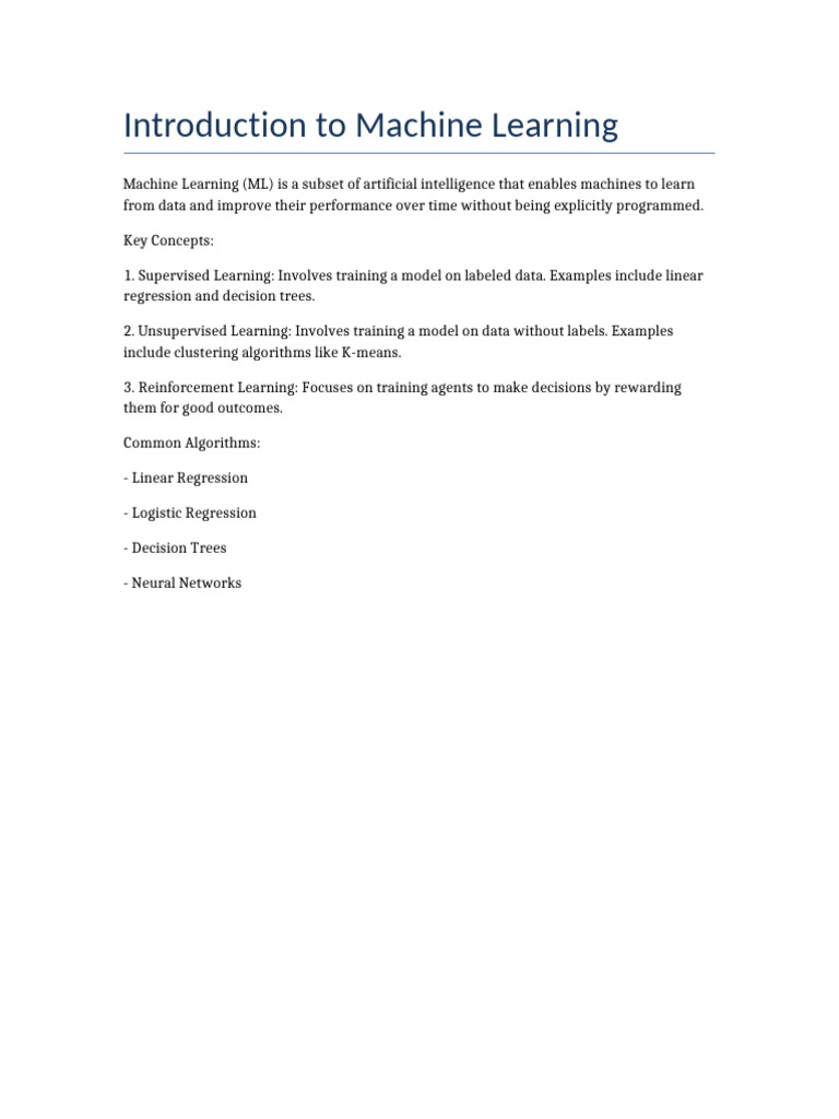 Introduction To Machine Learning | PDF