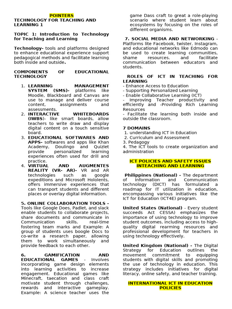 TL1 Notes (1ST Sem - Midterm) | PDF | Educational Technology | Learning