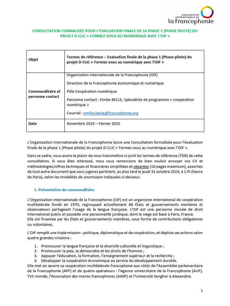 Consultation Mission Expertise Evaluation Finale DCLIC | PDF