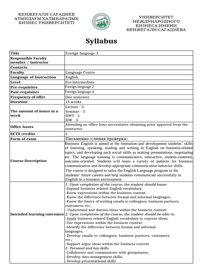 Syllabus 2 Year (Pre) | PDF