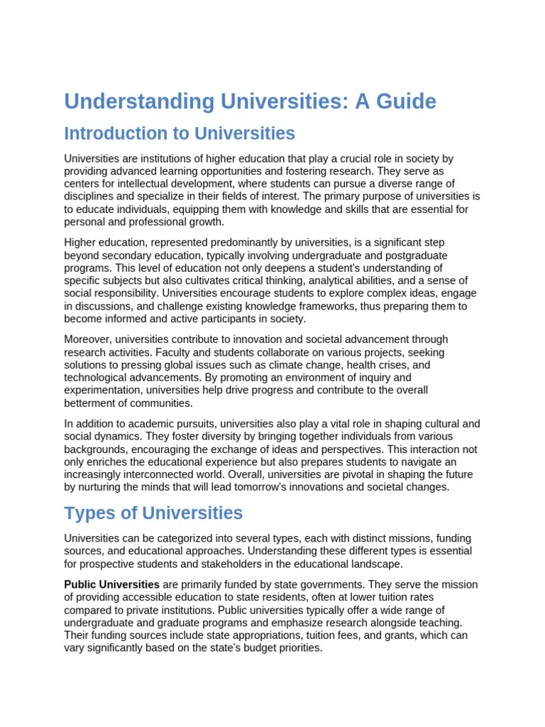 Understanding Universities - A Guide | PDF