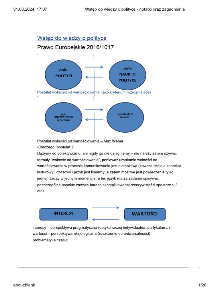 Wstęp Do Wiedzy o Polityce - Notatki Oraz Zagadnienia | PDF