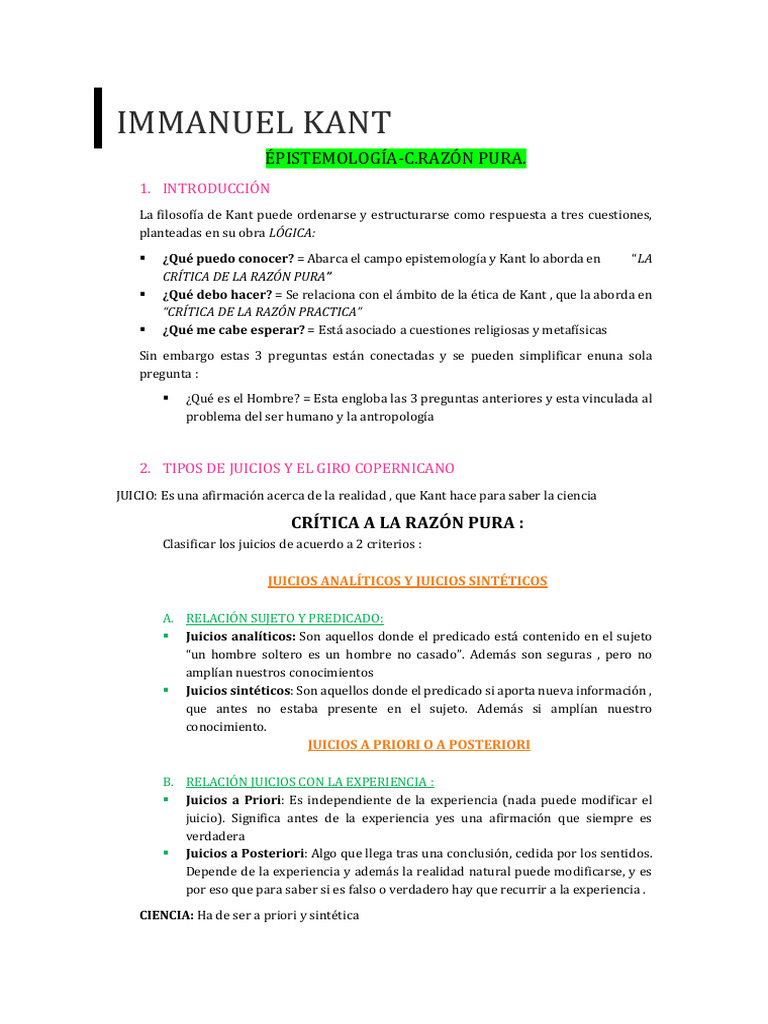 Epistemología y Ética en Kant | PDF | Immanuel Kant | A priori y a ...