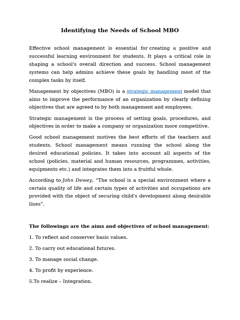 Defining School MBO | PDF